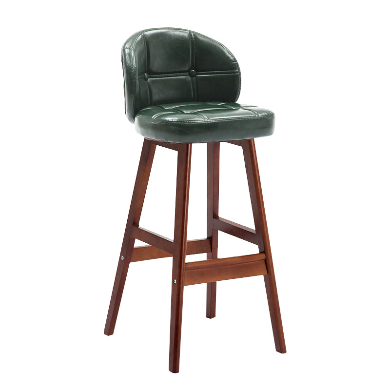 Modern Armless Backrest Counter Stool Wood Household Bar Stool with Pedal and Cushion Blackish Green Brown 1 Piece Clearhalo 'Bar Furniture' 'Bar Stools' 'bar_stools' 'furn' 'furn_bar_stools' 'furniture_bar_stools' 'Kitchen & Dining Furniture' 'kitchen&dining_furn' 'kitchen' 'kitchen_furn' Furniture' 4275275