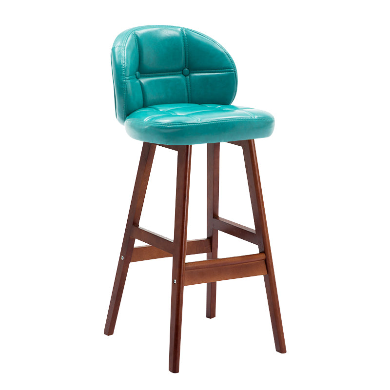 Modern Armless Backrest Counter Stool Wood Household Bar Stool with Pedal and Cushion Blue Brown 1 Piece Clearhalo 'Bar Furniture' 'Bar Stools' 'bar_stools' 'furn' 'furn_bar_stools' 'furniture_bar_stools' 'Kitchen & Dining Furniture' 'kitchen&dining_furn' 'kitchen' 'kitchen_furn' Furniture' 4275276
