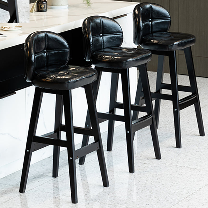 Modern Armless Backrest Counter Stool Wood Household Bar Stool with Pedal and Cushion Clearhalo 'Bar Furniture' 'Bar Stools' 'bar_stools' 'furn' 'furn_bar_stools' 'furniture_bar_stools' 'Kitchen & Dining Furniture' 'kitchen&dining_furn' 'kitchen' 'kitchen_furn' Furniture' 4275277