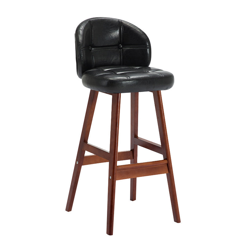 Modern Armless Backrest Counter Stool Wood Household Bar Stool with Pedal and Cushion Black Brown 1 Piece Clearhalo 'Bar Furniture' 'Bar Stools' 'bar_stools' 'furn' 'furn_bar_stools' 'furniture_bar_stools' 'Kitchen & Dining Furniture' 'kitchen&dining_furn' 'kitchen' 'kitchen_furn' Furniture' 4275281