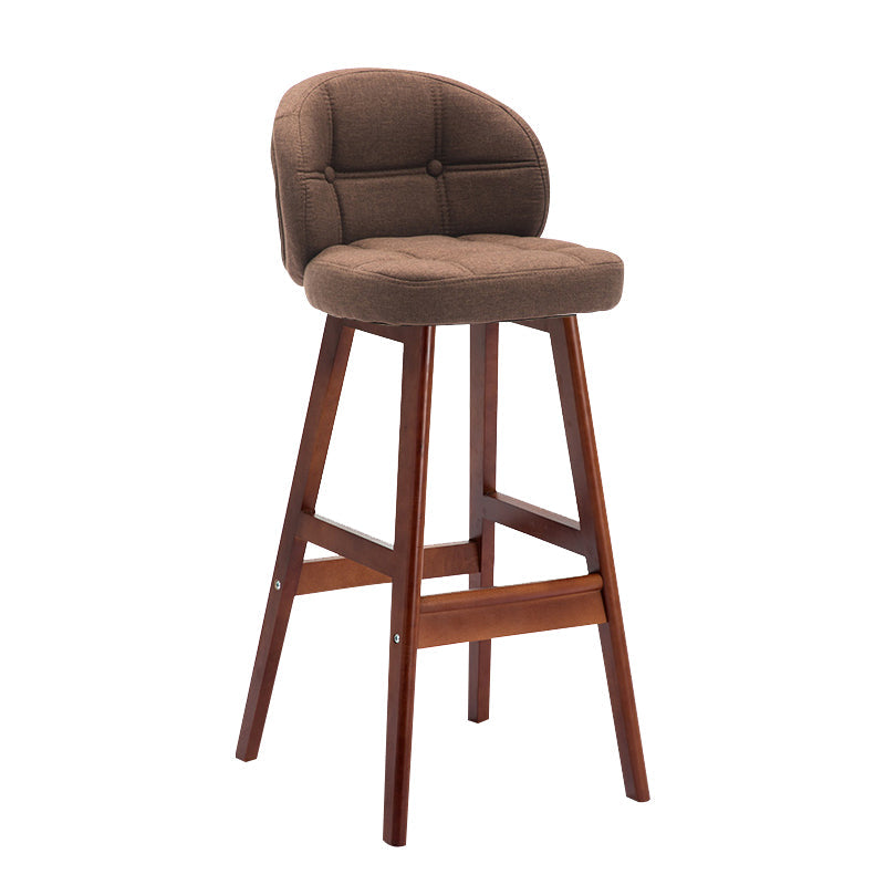Modern Armless Backrest Counter Stool Wood Household Bar Stool with Pedal and Cushion Brown Brown 1 Piece Clearhalo 'Bar Furniture' 'Bar Stools' 'bar_stools' 'furn' 'furn_bar_stools' 'furniture_bar_stools' 'Kitchen & Dining Furniture' 'kitchen&dining_furn' 'kitchen' 'kitchen_furn' Furniture' 4275282