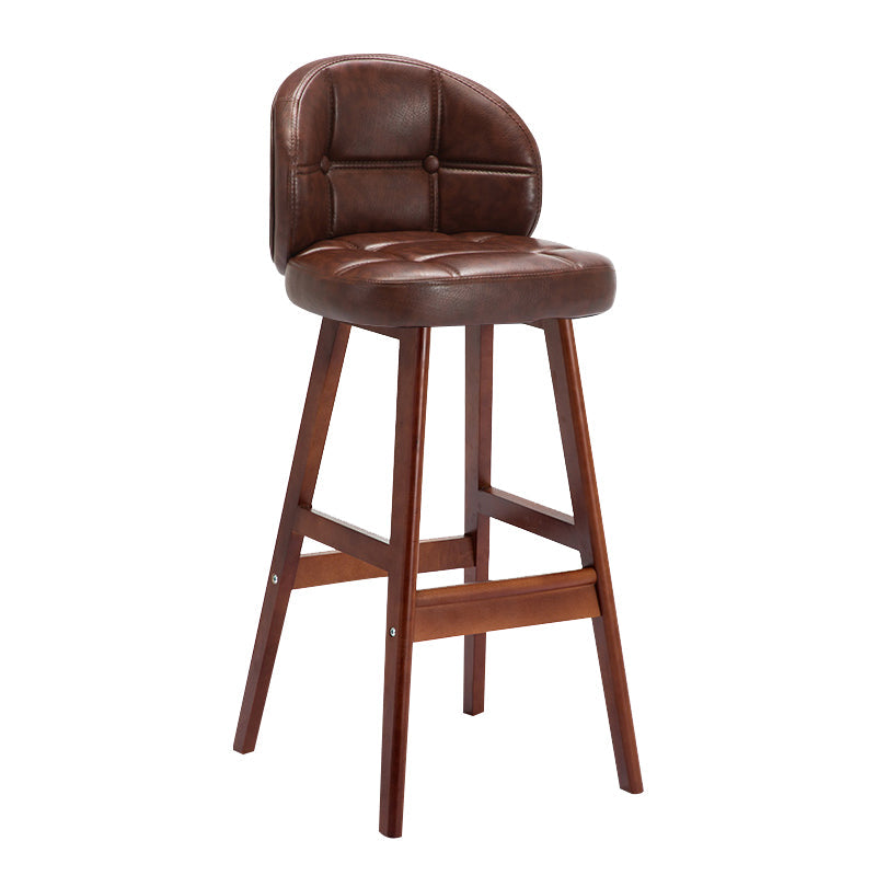 Modern Armless Backrest Counter Stool Wood Household Bar Stool with Pedal and Cushion Coffee Brown 1 Piece Clearhalo 'Bar Furniture' 'Bar Stools' 'bar_stools' 'furn' 'furn_bar_stools' 'furniture_bar_stools' 'Kitchen & Dining Furniture' 'kitchen&dining_furn' 'kitchen' 'kitchen_furn' Furniture' 4275283