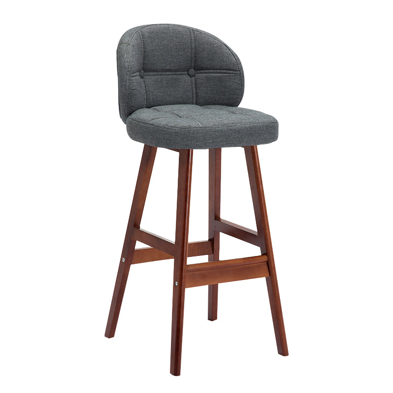 Modern Armless Backrest Counter Stool Wood Household Bar Stool with Pedal and Cushion Grey Brown 1 Piece Clearhalo 'Bar Furniture' 'Bar Stools' 'bar_stools' 'furn' 'furn_bar_stools' 'furniture_bar_stools' 'Kitchen & Dining Furniture' 'kitchen&dining_furn' 'kitchen' 'kitchen_furn' Furniture' 4275284