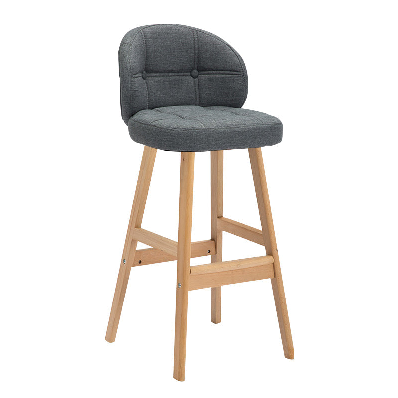 Modern Armless Backrest Counter Stool Wood Household Bar Stool with Pedal and Cushion Light Gray Brown 1 Piece Clearhalo 'Bar Furniture' 'Bar Stools' 'bar_stools' 'furn' 'furn_bar_stools' 'furniture_bar_stools' 'Kitchen & Dining Furniture' 'kitchen&dining_furn' 'kitchen' 'kitchen_furn' Furniture' 4275285