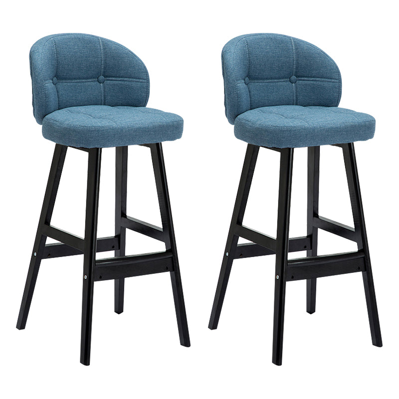 Modern Armless Backrest Counter Stool Wood Household Bar Stool with Pedal and Cushion Light Blue Black 2 Piece Set Clearhalo 'Bar Furniture' 'Bar Stools' 'bar_stools' 'furn' 'furn_bar_stools' 'furniture_bar_stools' 'Kitchen & Dining Furniture' 'kitchen&dining_furn' 'kitchen' 'kitchen_furn' Furniture' 4275286