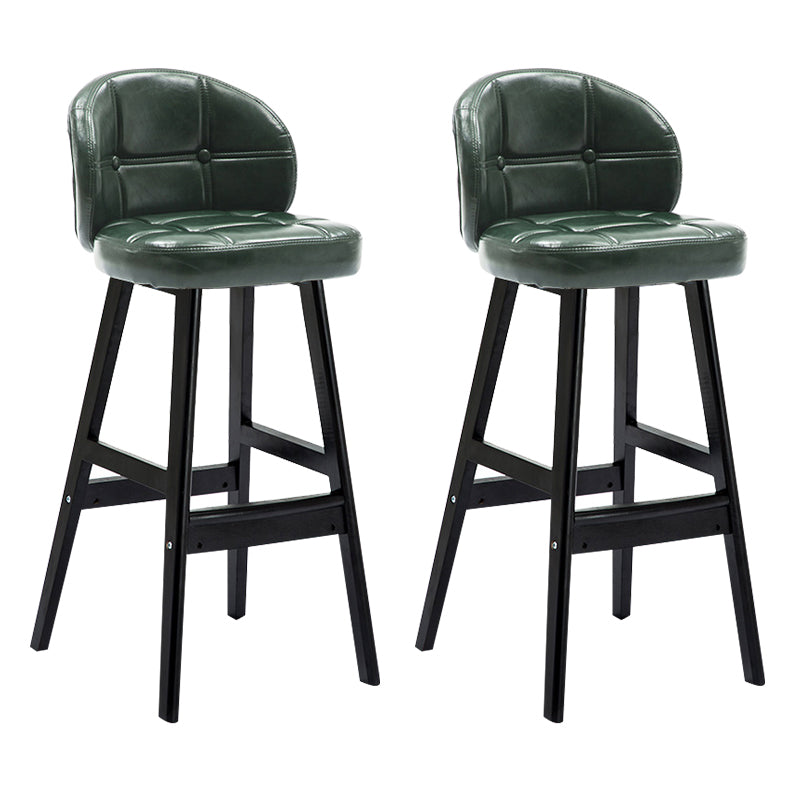 Modern Armless Backrest Counter Stool Wood Household Bar Stool with Pedal and Cushion Blackish Green Black 2 Piece Set Clearhalo 'Bar Furniture' 'Bar Stools' 'bar_stools' 'furn' 'furn_bar_stools' 'furniture_bar_stools' 'Kitchen & Dining Furniture' 'kitchen&dining_furn' 'kitchen' 'kitchen_furn' Furniture' 4275287