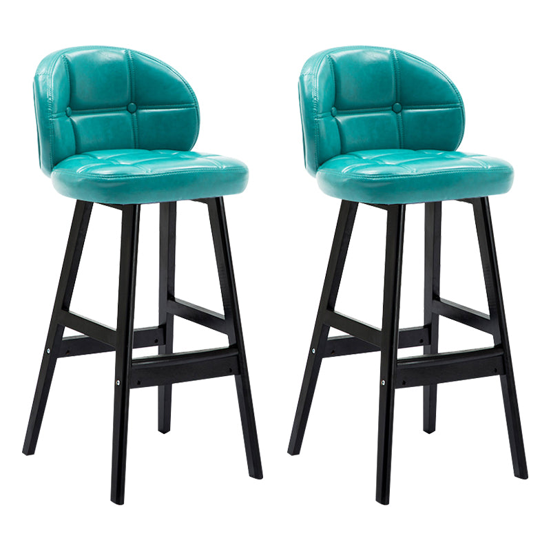 Modern Armless Backrest Counter Stool Wood Household Bar Stool with Pedal and Cushion Blue Black 2 Piece Set Clearhalo 'Bar Furniture' 'Bar Stools' 'bar_stools' 'furn' 'furn_bar_stools' 'furniture_bar_stools' 'Kitchen & Dining Furniture' 'kitchen&dining_furn' 'kitchen' 'kitchen_furn' Furniture' 4275288