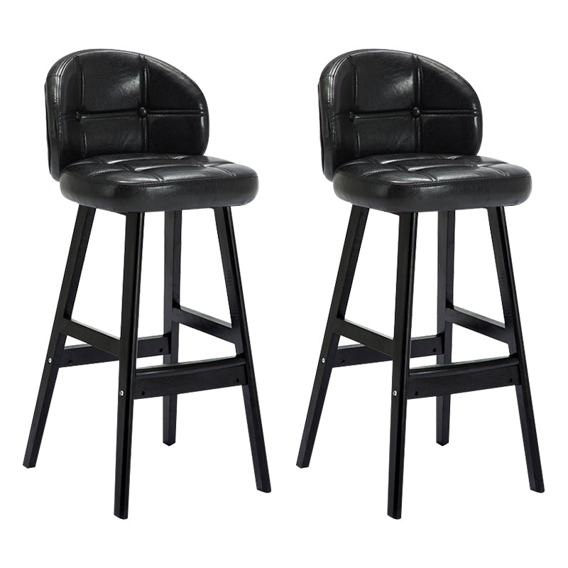 Modern Armless Backrest Counter Stool Wood Household Bar Stool with Pedal and Cushion Black Black 2 Piece Set Clearhalo 'Bar Furniture' 'Bar Stools' 'bar_stools' 'furn' 'furn_bar_stools' 'furniture_bar_stools' 'Kitchen & Dining Furniture' 'kitchen&dining_furn' 'kitchen' 'kitchen_furn' Furniture' 4275290