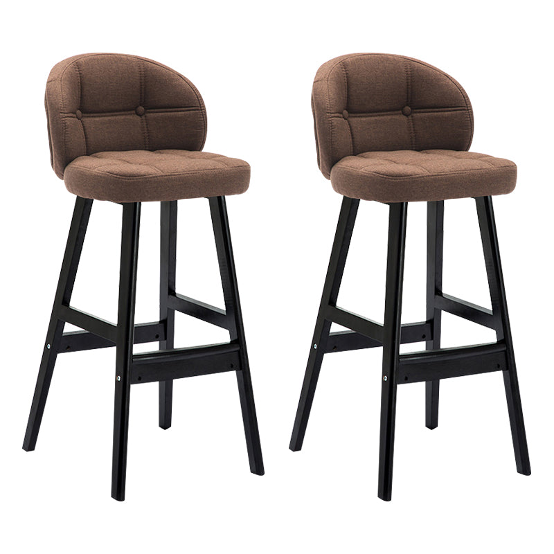 Modern Armless Backrest Counter Stool Wood Household Bar Stool with Pedal and Cushion Brown Black 2 Piece Set Clearhalo 'Bar Furniture' 'Bar Stools' 'bar_stools' 'furn' 'furn_bar_stools' 'furniture_bar_stools' 'Kitchen & Dining Furniture' 'kitchen&dining_furn' 'kitchen' 'kitchen_furn' Furniture' 4275291