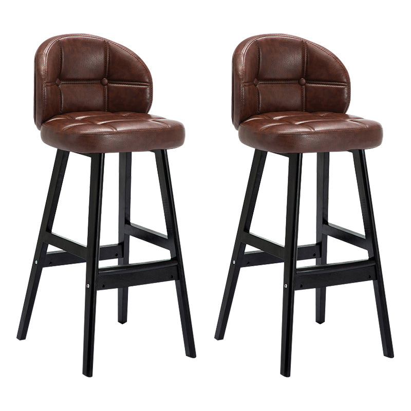 Modern Armless Backrest Counter Stool Wood Household Bar Stool with Pedal and Cushion Coffee Black 2 Piece Set Clearhalo 'Bar Furniture' 'Bar Stools' 'bar_stools' 'furn' 'furn_bar_stools' 'furniture_bar_stools' 'Kitchen & Dining Furniture' 'kitchen&dining_furn' 'kitchen' 'kitchen_furn' Furniture' 4275292