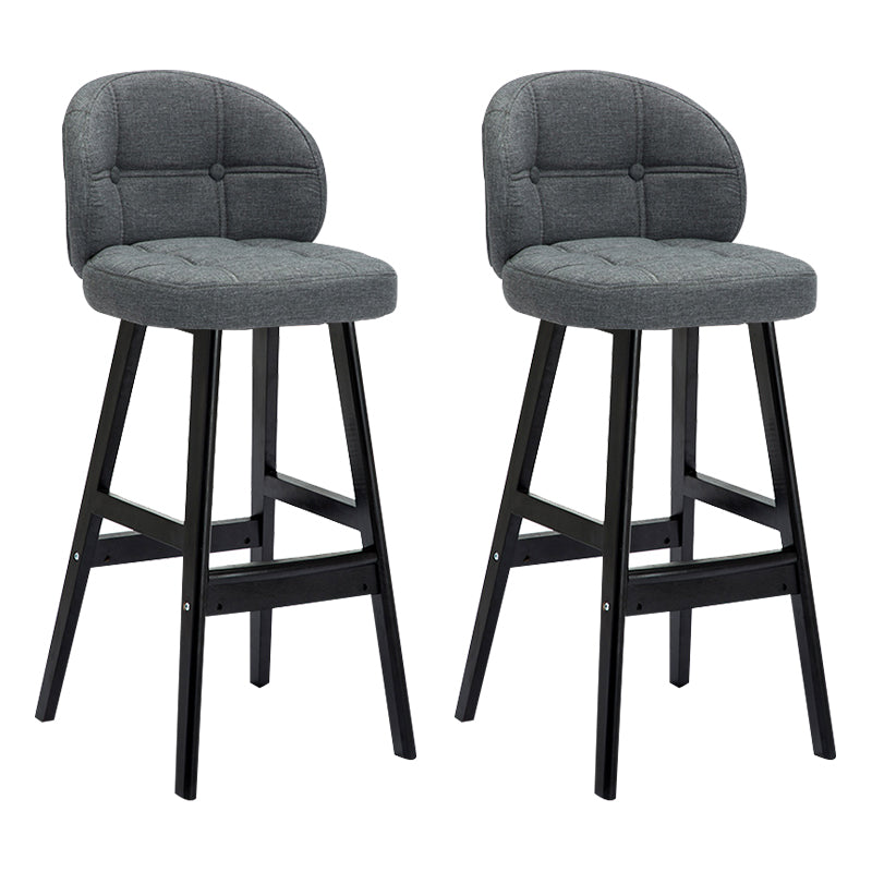 Modern Armless Backrest Counter Stool Wood Household Bar Stool with Pedal and Cushion Grey Black 2 Piece Set Clearhalo 'Bar Furniture' 'Bar Stools' 'bar_stools' 'furn' 'furn_bar_stools' 'furniture_bar_stools' 'Kitchen & Dining Furniture' 'kitchen&dining_furn' 'kitchen' 'kitchen_furn' Furniture' 4275293