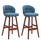 Modern Armless Backrest Counter Stool Wood Household Bar Stool with Pedal and Cushion Light Blue Brown 2 Piece Set Clearhalo 'Bar Furniture' 'Bar Stools' 'bar_stools' 'furn' 'furn_bar_stools' 'furniture_bar_stools' 'Kitchen & Dining Furniture' 'kitchen&dining_furn' 'kitchen' 'kitchen_furn' Furniture' 4275294