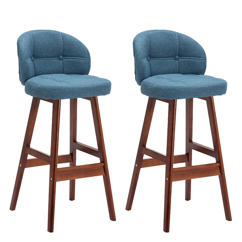 Modern Armless Backrest Counter Stool Wood Household Bar Stool with Pedal and Cushion Light Blue Brown 2 Piece Set Clearhalo 'Bar Furniture' 'Bar Stools' 'bar_stools' 'furn' 'furn_bar_stools' 'furniture_bar_stools' 'Kitchen & Dining Furniture' 'kitchen&dining_furn' 'kitchen' 'kitchen_furn' Furniture' 4275294