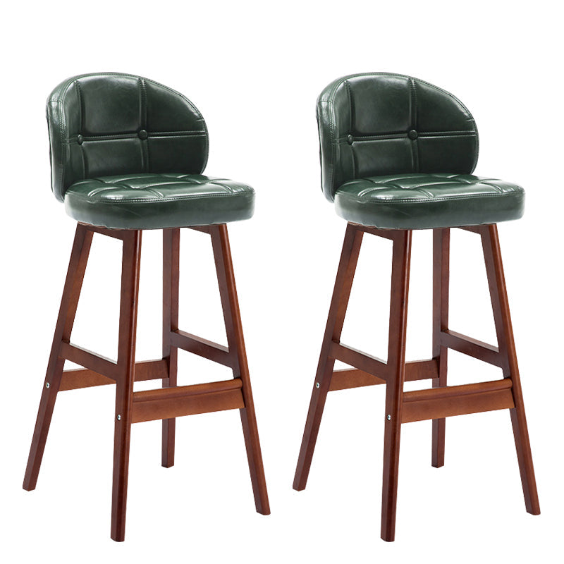Modern Armless Backrest Counter Stool Wood Household Bar Stool with Pedal and Cushion Blackish Green Brown 2 Piece Set Clearhalo 'Bar Furniture' 'Bar Stools' 'bar_stools' 'furn' 'furn_bar_stools' 'furniture_bar_stools' 'Kitchen & Dining Furniture' 'kitchen&dining_furn' 'kitchen' 'kitchen_furn' Furniture' 4275295