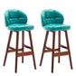 Modern Armless Backrest Counter Stool Wood Household Bar Stool with Pedal and Cushion Blue Brown 2 Piece Set Clearhalo 'Bar Furniture' 'Bar Stools' 'bar_stools' 'furn' 'furn_bar_stools' 'furniture_bar_stools' 'Kitchen & Dining Furniture' 'kitchen&dining_furn' 'kitchen' 'kitchen_furn' Furniture' 4275296
