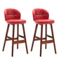 Modern Armless Backrest Counter Stool Wood Household Bar Stool with Pedal and Cushion Red Brown 2 Piece Set Clearhalo 'Bar Furniture' 'Bar Stools' 'bar_stools' 'furn' 'furn_bar_stools' 'furniture_bar_stools' 'Kitchen & Dining Furniture' 'kitchen&dining_furn' 'kitchen' 'kitchen_furn' Furniture' 4275297