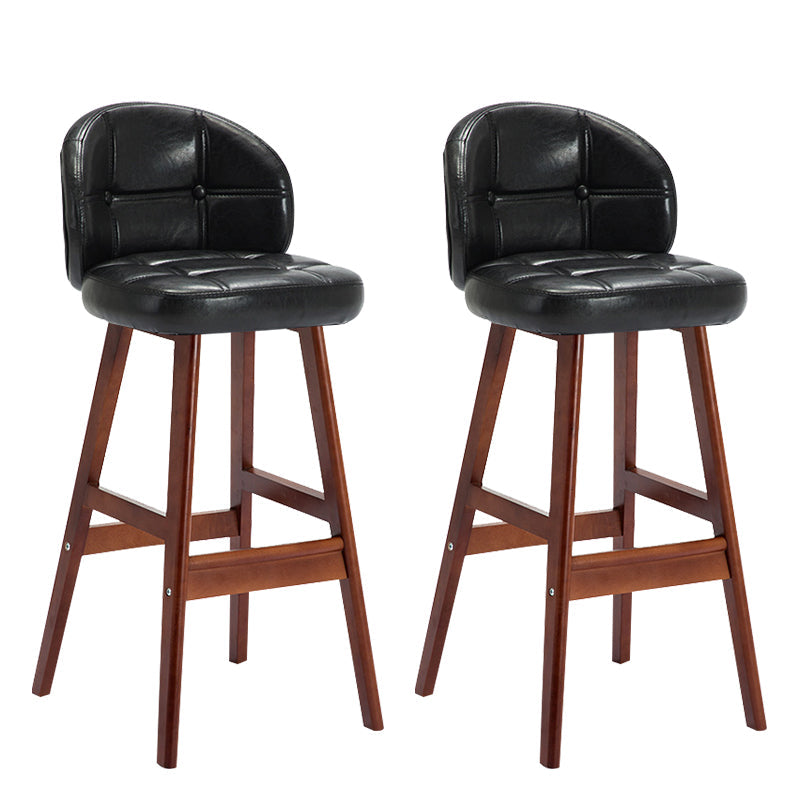 Modern Armless Backrest Counter Stool Wood Household Bar Stool with Pedal and Cushion Black Brown 2 Piece Set Clearhalo 'Bar Furniture' 'Bar Stools' 'bar_stools' 'furn' 'furn_bar_stools' 'furniture_bar_stools' 'Kitchen & Dining Furniture' 'kitchen&dining_furn' 'kitchen' 'kitchen_furn' Furniture' 4275298