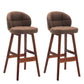 Modern Armless Backrest Counter Stool Wood Household Bar Stool with Pedal and Cushion Brown Brown 2 Piece Set Clearhalo 'Bar Furniture' 'Bar Stools' 'bar_stools' 'furn' 'furn_bar_stools' 'furniture_bar_stools' 'Kitchen & Dining Furniture' 'kitchen&dining_furn' 'kitchen' 'kitchen_furn' Furniture' 4275299