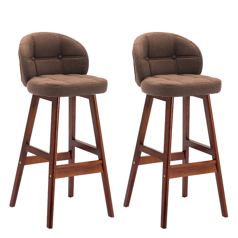 Modern Armless Backrest Counter Stool Wood Household Bar Stool with Pedal and Cushion Brown Brown 2 Piece Set Clearhalo 'Bar Furniture' 'Bar Stools' 'bar_stools' 'furn' 'furn_bar_stools' 'furniture_bar_stools' 'Kitchen & Dining Furniture' 'kitchen&dining_furn' 'kitchen' 'kitchen_furn' Furniture' 4275299