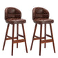 Modern Armless Backrest Counter Stool Wood Household Bar Stool with Pedal and Cushion Coffee Brown 2 Piece Set Clearhalo 'Bar Furniture' 'Bar Stools' 'bar_stools' 'furn' 'furn_bar_stools' 'furniture_bar_stools' 'Kitchen & Dining Furniture' 'kitchen&dining_furn' 'kitchen' 'kitchen_furn' Furniture' 4275300