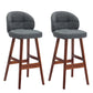 Modern Armless Backrest Counter Stool Wood Household Bar Stool with Pedal and Cushion Grey Brown 2 Piece Set Clearhalo 'Bar Furniture' 'Bar Stools' 'bar_stools' 'furn' 'furn_bar_stools' 'furniture_bar_stools' 'Kitchen & Dining Furniture' 'kitchen&dining_furn' 'kitchen' 'kitchen_furn' Furniture' 4275301