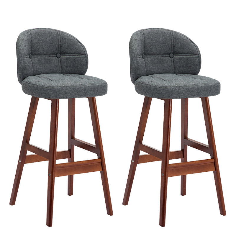 Modern Armless Backrest Counter Stool Wood Household Bar Stool with Pedal and Cushion Grey Brown 2 Piece Set Clearhalo 'Bar Furniture' 'Bar Stools' 'bar_stools' 'furn' 'furn_bar_stools' 'furniture_bar_stools' 'Kitchen & Dining Furniture' 'kitchen&dining_furn' 'kitchen' 'kitchen_furn' Furniture' 4275301
