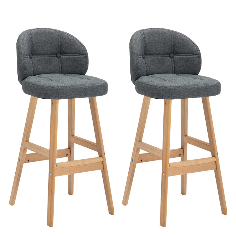 Modern Armless Backrest Counter Stool Wood Household Bar Stool with Pedal and Cushion Light Gray Brown 2 Piece Set Clearhalo 'Bar Furniture' 'Bar Stools' 'bar_stools' 'furn' 'furn_bar_stools' 'furniture_bar_stools' 'Kitchen & Dining Furniture' 'kitchen&dining_furn' 'kitchen' 'kitchen_furn' Furniture' 4275302