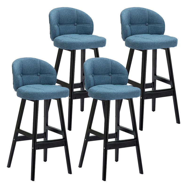 Modern Armless Backrest Counter Stool Wood Household Bar Stool with Pedal and Cushion Light Blue Black 4 Piece Set Clearhalo 'Bar Furniture' 'Bar Stools' 'bar_stools' 'furn' 'furn_bar_stools' 'furniture_bar_stools' 'Kitchen & Dining Furniture' 'kitchen&dining_furn' 'kitchen' 'kitchen_furn' Furniture' 4275303