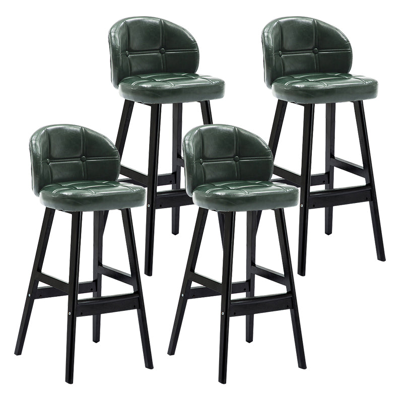 Modern Armless Backrest Counter Stool Wood Household Bar Stool with Pedal and Cushion Blackish Green Black 4 Piece Set Clearhalo 'Bar Furniture' 'Bar Stools' 'bar_stools' 'furn' 'furn_bar_stools' 'furniture_bar_stools' 'Kitchen & Dining Furniture' 'kitchen&dining_furn' 'kitchen' 'kitchen_furn' Furniture' 4275304