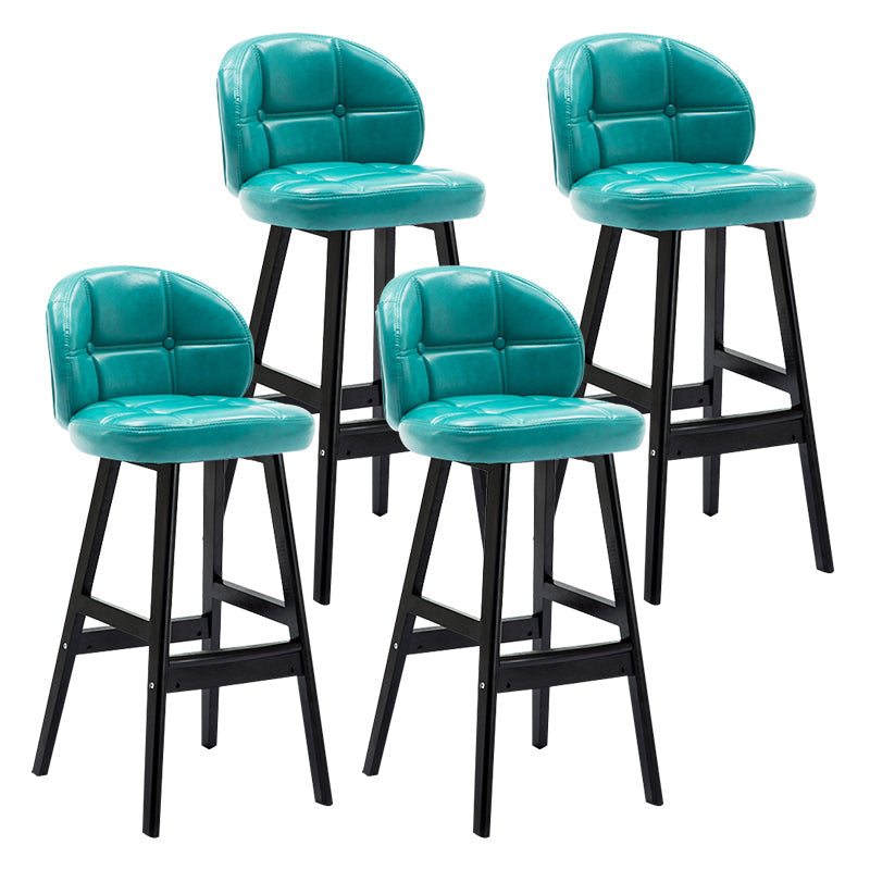 Modern Armless Backrest Counter Stool Wood Household Bar Stool with Pedal and Cushion Blue Black 4 Piece Set Clearhalo 'Bar Furniture' 'Bar Stools' 'bar_stools' 'furn' 'furn_bar_stools' 'furniture_bar_stools' 'Kitchen & Dining Furniture' 'kitchen&dining_furn' 'kitchen' 'kitchen_furn' Furniture' 4275305