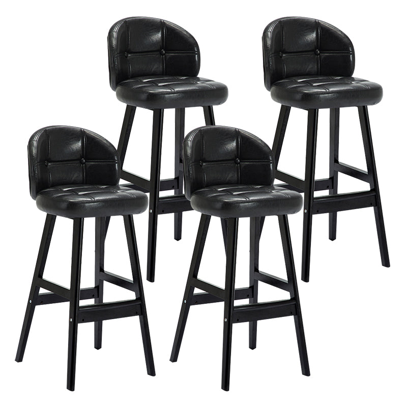 Modern Armless Backrest Counter Stool Wood Household Bar Stool with Pedal and Cushion Black Black 4 Piece Set Clearhalo 'Bar Furniture' 'Bar Stools' 'bar_stools' 'furn' 'furn_bar_stools' 'furniture_bar_stools' 'Kitchen & Dining Furniture' 'kitchen&dining_furn' 'kitchen' 'kitchen_furn' Furniture' 4275307