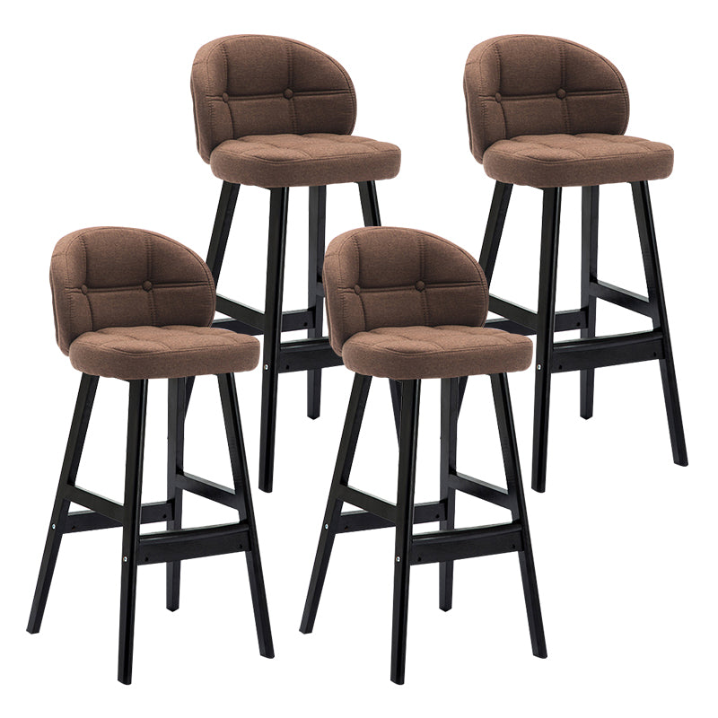 Modern Armless Backrest Counter Stool Wood Household Bar Stool with Pedal and Cushion Brown Black 4 Piece Set Clearhalo 'Bar Furniture' 'Bar Stools' 'bar_stools' 'furn' 'furn_bar_stools' 'furniture_bar_stools' 'Kitchen & Dining Furniture' 'kitchen&dining_furn' 'kitchen' 'kitchen_furn' Furniture' 4275308