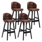 Modern Armless Backrest Counter Stool Wood Household Bar Stool with Pedal and Cushion Coffee Black 4 Piece Set Clearhalo 'Bar Furniture' 'Bar Stools' 'bar_stools' 'furn' 'furn_bar_stools' 'furniture_bar_stools' 'Kitchen & Dining Furniture' 'kitchen&dining_furn' 'kitchen' 'kitchen_furn' Furniture' 4275309