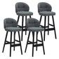 Modern Armless Backrest Counter Stool Wood Household Bar Stool with Pedal and Cushion Grey Black 4 Piece Set Clearhalo 'Bar Furniture' 'Bar Stools' 'bar_stools' 'furn' 'furn_bar_stools' 'furniture_bar_stools' 'Kitchen & Dining Furniture' 'kitchen&dining_furn' 'kitchen' 'kitchen_furn' Furniture' 4275310