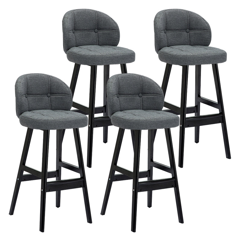 Modern Armless Backrest Counter Stool Wood Household Bar Stool with Pedal and Cushion Grey Black 4 Piece Set Clearhalo 'Bar Furniture' 'Bar Stools' 'bar_stools' 'furn' 'furn_bar_stools' 'furniture_bar_stools' 'Kitchen & Dining Furniture' 'kitchen&dining_furn' 'kitchen' 'kitchen_furn' Furniture' 4275310