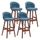 Modern Armless Backrest Counter Stool Wood Household Bar Stool with Pedal and Cushion Light Blue Brown 4 Piece Set Clearhalo 'Bar Furniture' 'Bar Stools' 'bar_stools' 'furn' 'furn_bar_stools' 'furniture_bar_stools' 'Kitchen & Dining Furniture' 'kitchen&dining_furn' 'kitchen' 'kitchen_furn' Furniture' 4275311