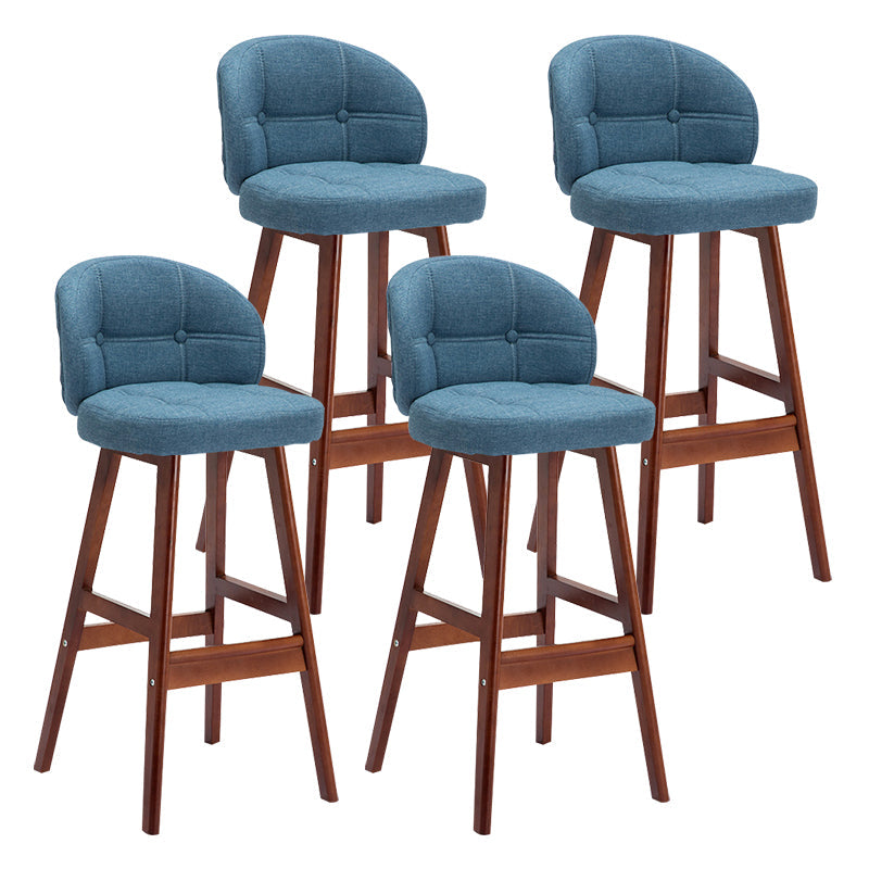 Modern Armless Backrest Counter Stool Wood Household Bar Stool with Pedal and Cushion Light Blue Brown 4 Piece Set Clearhalo 'Bar Furniture' 'Bar Stools' 'bar_stools' 'furn' 'furn_bar_stools' 'furniture_bar_stools' 'Kitchen & Dining Furniture' 'kitchen&dining_furn' 'kitchen' 'kitchen_furn' Furniture' 4275311