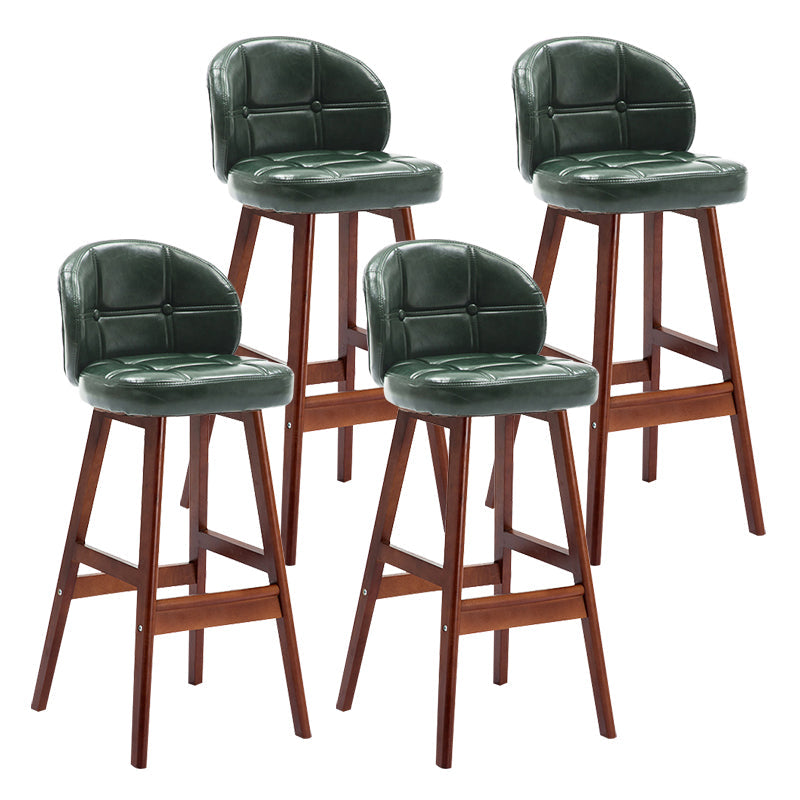 Modern Armless Backrest Counter Stool Wood Household Bar Stool with Pedal and Cushion Blackish Green Brown 4 Piece Set Clearhalo 'Bar Furniture' 'Bar Stools' 'bar_stools' 'furn' 'furn_bar_stools' 'furniture_bar_stools' 'Kitchen & Dining Furniture' 'kitchen&dining_furn' 'kitchen' 'kitchen_furn' Furniture' 4275312