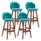 Modern Armless Backrest Counter Stool Wood Household Bar Stool with Pedal and Cushion Blue Brown 4 Piece Set Clearhalo 'Bar Furniture' 'Bar Stools' 'bar_stools' 'furn' 'furn_bar_stools' 'furniture_bar_stools' 'Kitchen & Dining Furniture' 'kitchen&dining_furn' 'kitchen' 'kitchen_furn' Furniture' 4275313