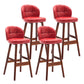 Modern Armless Backrest Counter Stool Wood Household Bar Stool with Pedal and Cushion Red Brown 4 Piece Set Clearhalo 'Bar Furniture' 'Bar Stools' 'bar_stools' 'furn' 'furn_bar_stools' 'furniture_bar_stools' 'Kitchen & Dining Furniture' 'kitchen&dining_furn' 'kitchen' 'kitchen_furn' Furniture' 4275314