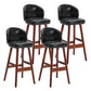 Modern Armless Backrest Counter Stool Wood Household Bar Stool with Pedal and Cushion Black Brown 4 Piece Set Clearhalo 'Bar Furniture' 'Bar Stools' 'bar_stools' 'furn' 'furn_bar_stools' 'furniture_bar_stools' 'Kitchen & Dining Furniture' 'kitchen&dining_furn' 'kitchen' 'kitchen_furn' Furniture' 4275315