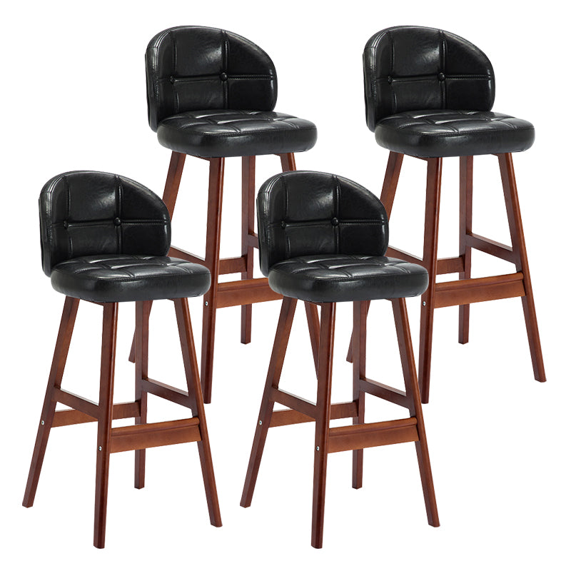 Modern Armless Backrest Counter Stool Wood Household Bar Stool with Pedal and Cushion Black Brown 4 Piece Set Clearhalo 'Bar Furniture' 'Bar Stools' 'bar_stools' 'furn' 'furn_bar_stools' 'furniture_bar_stools' 'Kitchen & Dining Furniture' 'kitchen&dining_furn' 'kitchen' 'kitchen_furn' Furniture' 4275315
