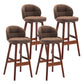 Modern Armless Backrest Counter Stool Wood Household Bar Stool with Pedal and Cushion Brown Brown 4 Piece Set Clearhalo 'Bar Furniture' 'Bar Stools' 'bar_stools' 'furn' 'furn_bar_stools' 'furniture_bar_stools' 'Kitchen & Dining Furniture' 'kitchen&dining_furn' 'kitchen' 'kitchen_furn' Furniture' 4275316