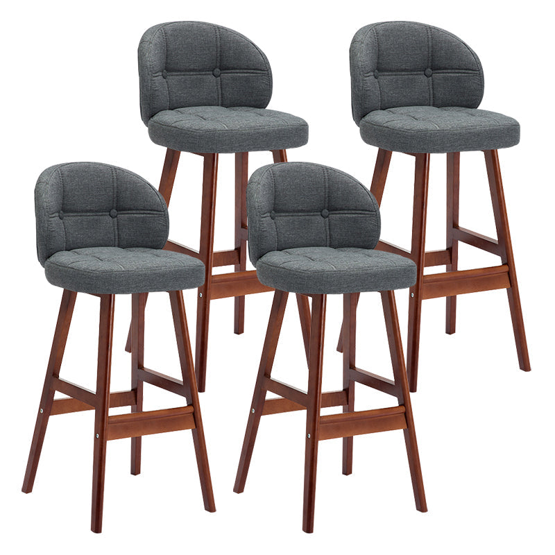 Modern Armless Backrest Counter Stool Wood Household Bar Stool with Pedal and Cushion Grey Brown 4 Piece Set Clearhalo 'Bar Furniture' 'Bar Stools' 'bar_stools' 'furn' 'furn_bar_stools' 'furniture_bar_stools' 'Kitchen & Dining Furniture' 'kitchen&dining_furn' 'kitchen' 'kitchen_furn' Furniture' 4275318