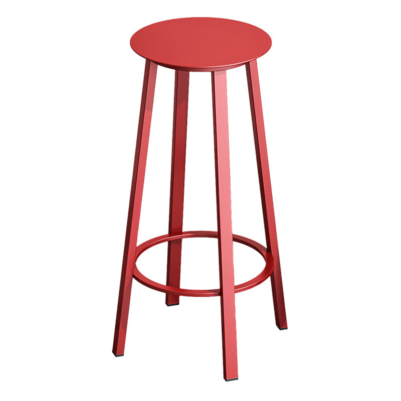 Modern Counter Round Bar Stool Armless Iron Bar Stool with Footrest and Swivel Red Clearhalo 'Bar Furniture' 'Bar Stools' 'bar_stools' 'furn' 'furn_bar_stools' 'furniture_bar_stools' 'Kitchen & Dining Furniture' 'kitchen&dining_furn' 'kitchen' 'kitchen_furn' Furniture' 4275323