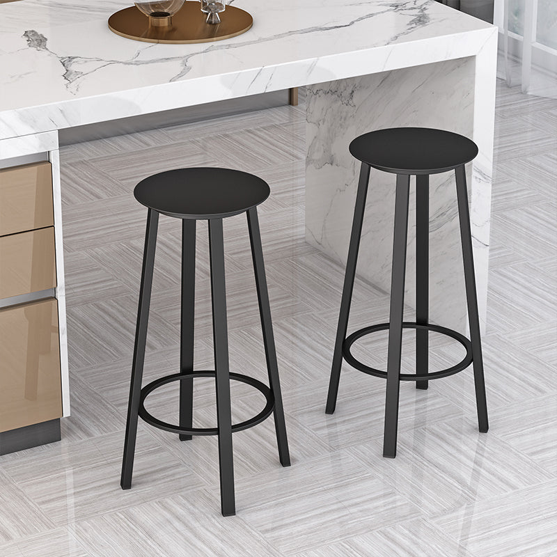 Modern Counter Round Bar Stool Armless Iron Bar Stool with Footrest and Swivel Clearhalo 'Bar Furniture' 'Bar Stools' 'bar_stools' 'furn' 'furn_bar_stools' 'furniture_bar_stools' 'Kitchen & Dining Furniture' 'kitchen&dining_furn' 'kitchen' 'kitchen_furn' Furniture' 4275324