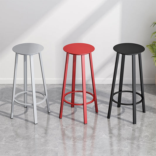 Modern Counter Round Bar Stool Armless Iron Bar Stool with Footrest and Swivel Clearhalo 'Bar Furniture' 'Bar Stools' 'bar_stools' 'furn' 'furn_bar_stools' 'furniture_bar_stools' 'Kitchen & Dining Furniture' 'kitchen&dining_furn' 'kitchen' 'kitchen_furn' Furniture' 4275326