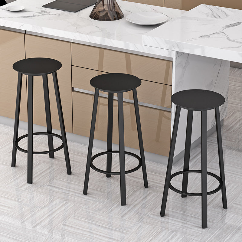 Modern Counter Round Bar Stool Armless Iron Bar Stool with Footrest and Swivel Clearhalo 'Bar Furniture' 'Bar Stools' 'bar_stools' 'furn' 'furn_bar_stools' 'furniture_bar_stools' 'Kitchen & Dining Furniture' 'kitchen&dining_furn' 'kitchen' 'kitchen_furn' Furniture' 4275327