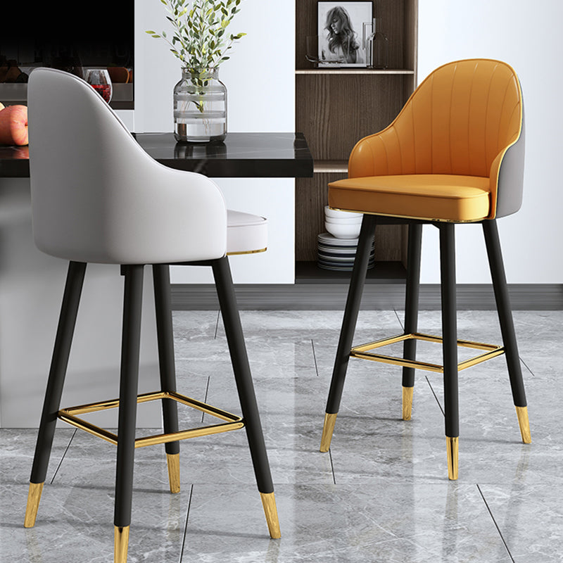 Modern Armless Backrest Counter Stool Steel Household Bar Stool with Pedal and Cushion Clearhalo 'Bar Furniture' 'Bar Stools' 'bar_stools' 'furn' 'furn_bar_stools' 'furniture_bar_stools' 'Kitchen & Dining Furniture' 'kitchen&dining_furn' 'kitchen' 'kitchen_furn' Furniture' 4275332