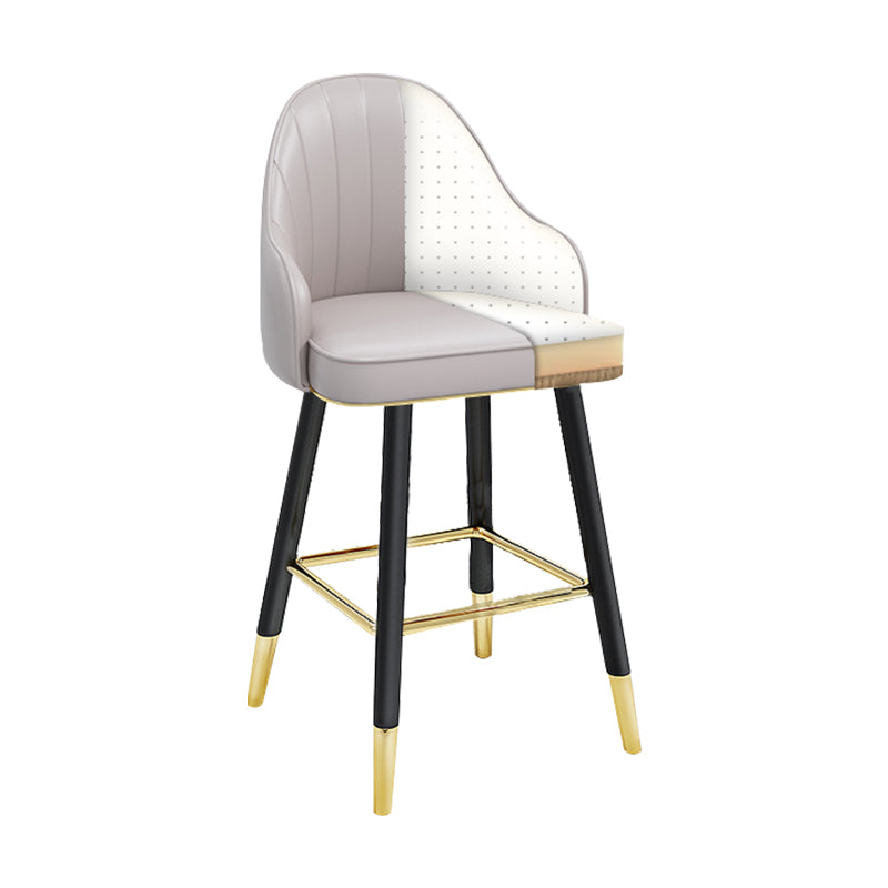 Modern Armless Backrest Counter Stool Steel Household Bar Stool with Pedal and Cushion White-Gray 1 Piece Short Stool(22"H) Clearhalo 'Bar Furniture' 'Bar Stools' 'bar_stools' 'furn' 'furn_bar_stools' 'furniture_bar_stools' 'Kitchen & Dining Furniture' 'kitchen&dining_furn' 'kitchen' 'kitchen_furn' Furniture' 4275333